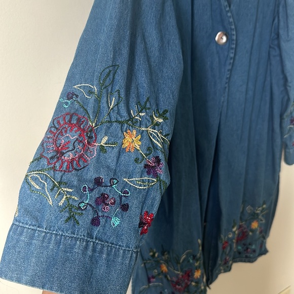 Vintage Roamans Denim Embroidered Cardigan - Picture 3 of 6